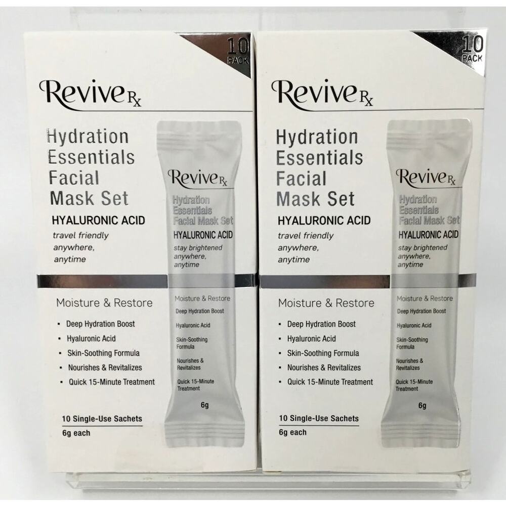 2 ReviveRx Hyaluronic Acid Facial Mask Sets 20 Masks